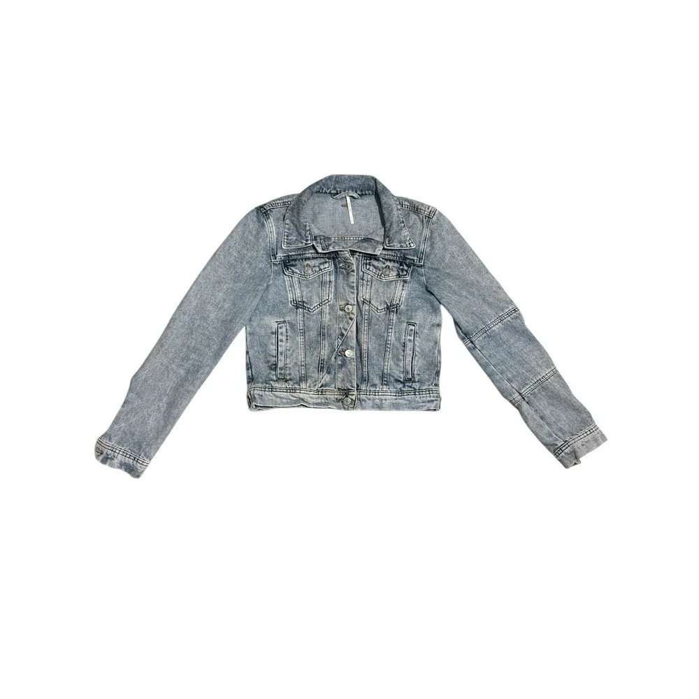 Free People We The Free‎ Rumors Acid Wash Cropped Denim Jacket Women's Size S